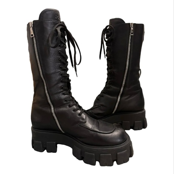 Prada Shoes - Prada Black Monolith Leather Boots